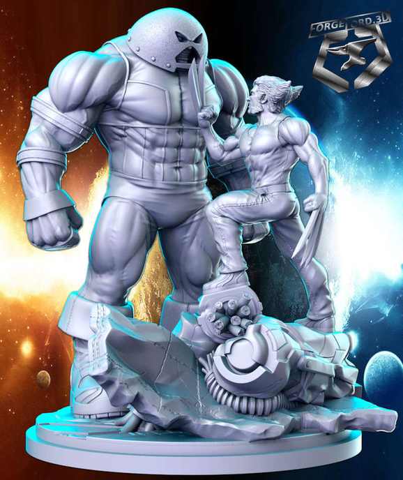 Wolverine-vs-Juggernaut-statue-75mm-RN-Estudio-figurines-fantasy-tabletop-RPG-3D-miniatures