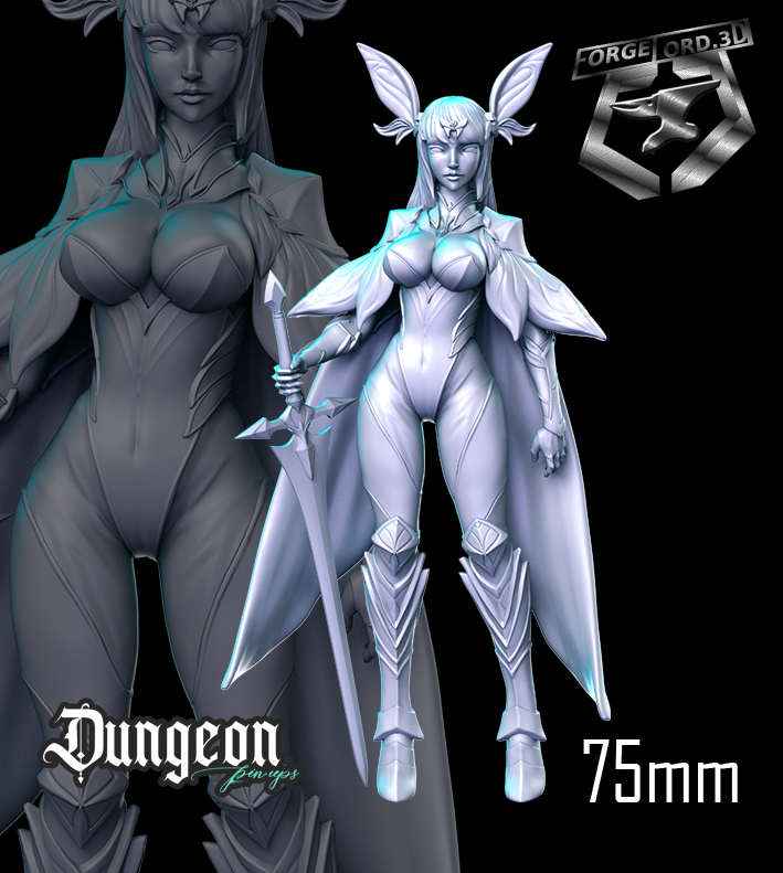Pink-statue-75mm-RN-Estudio-figurines-fantasy-tabletop-RPG-3D-miniatures