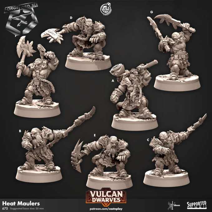Heat-Maulers-CastNPlay-vulcan-dwarves-Collection--fantasy-tabletop-RPG-3D-miniatures