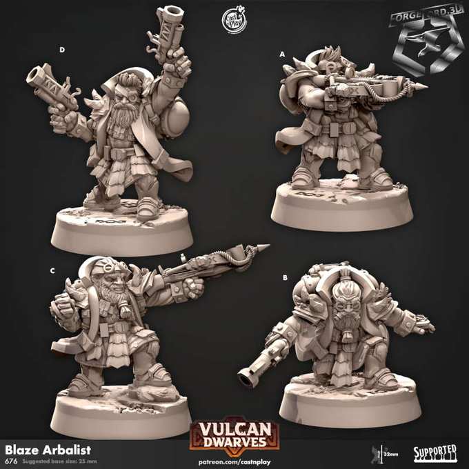 Blaze-Arbalist-CastNPlay-vulcan-dwarves-Collection--fantasy-tabletop-RPG-3D-miniatures