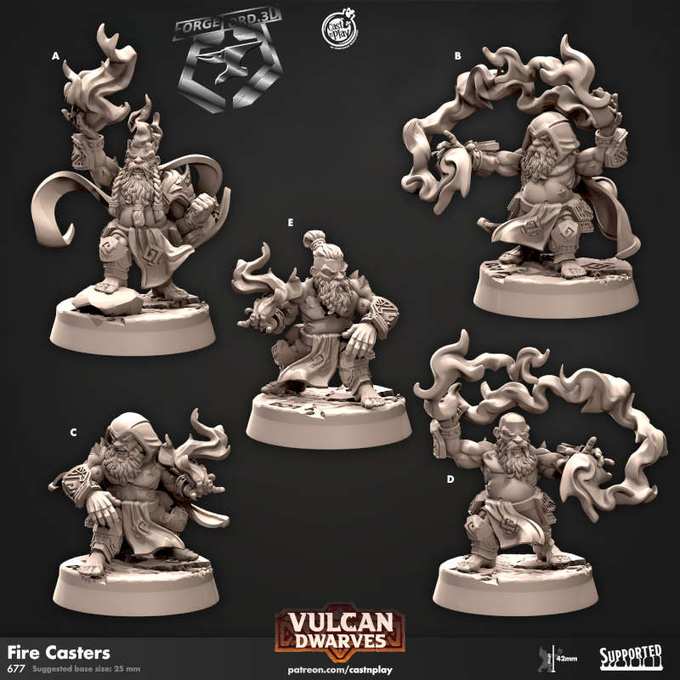 Fire-Casters-CastNPlay-vulcan-dwarves-Collection--fantasy-tabletop-RPG-3D-miniatures