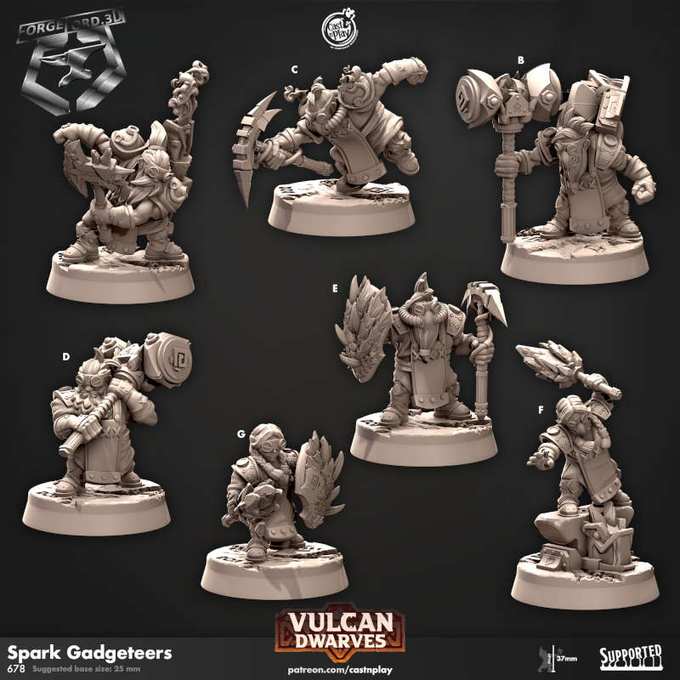 Spark-Gadgeteers-CastNPlay-vulcan-dwarves-Collection--fantasy-tabletop-RPG-3D-miniatures