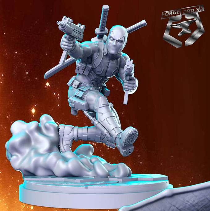 Deadpool-shooting-statue-75mm-RN-Estudio-figurines-fantasy-tabletop-RPG-3D-miniatures