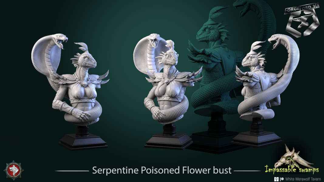 Serpentine-Poisoned-Flower-75mm-figurines-fantasy-tabletop-RPG-3D-miniatures-white-werewolf-tavern