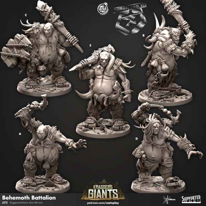 Behemoth-Battalion-CastNPlay-kragger's-giants-Collection--fantasy-tabletop-RPG-3D-miniatures
