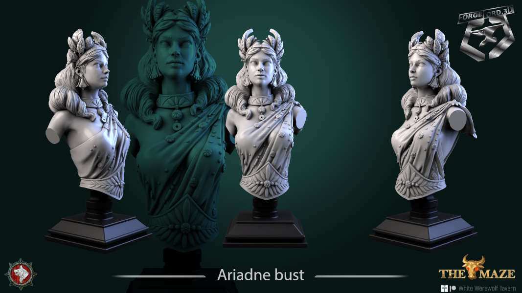 Ariadne-bust-75mm-figurines-fantasy-tabletop-RPG-3D-miniatures-white-werewolf-tavern