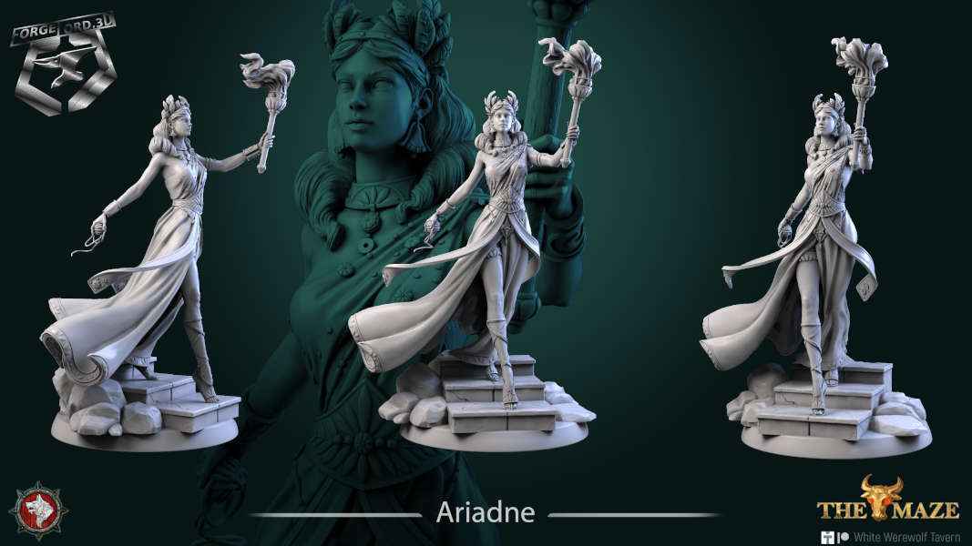 Ariadne-statue-75mm-figurines-fantasy-tabletop-RPG-3D-miniatures-white-werewolf-tavern