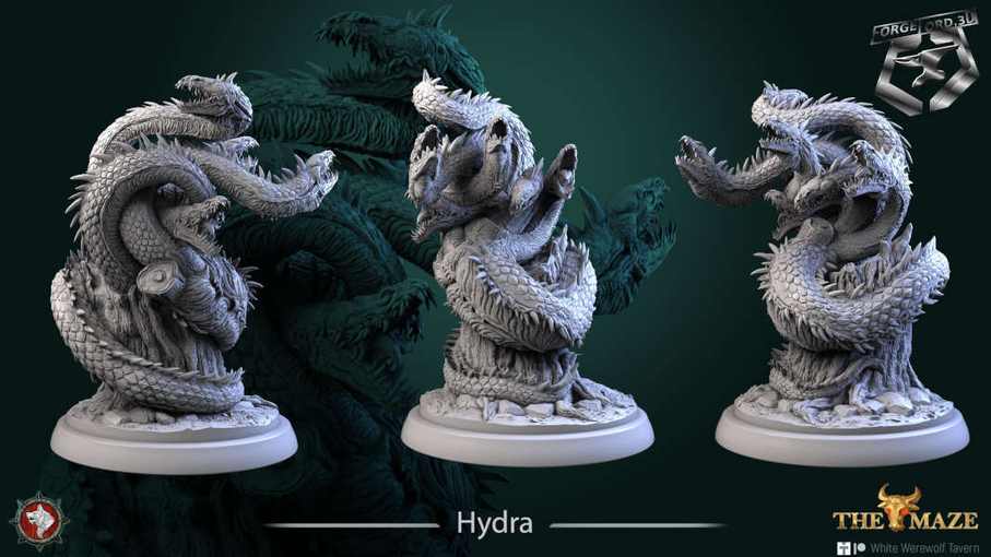 Hydra-32mm-figurines-fantasy-tabletop-RPG-3D-miniatures-white-werewolf-tavern