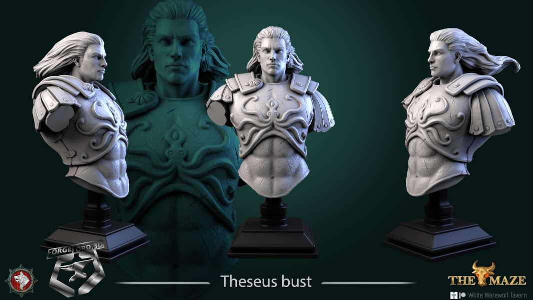 Theseus-bust-75mm-figurines-fantasy-tabletop-RPG-3D-miniatures-white-werewolf-tavern