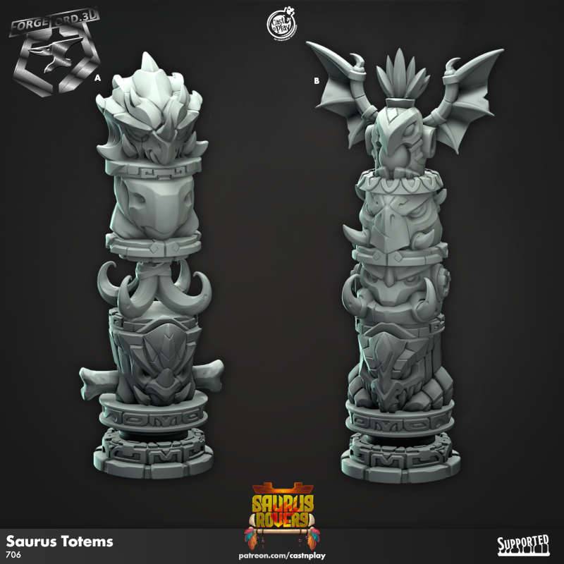 Saurus-Totems-CastNPlay-vulcan-dwarves-Collection--fantasy-tabletop-RPG-3D-miniatures