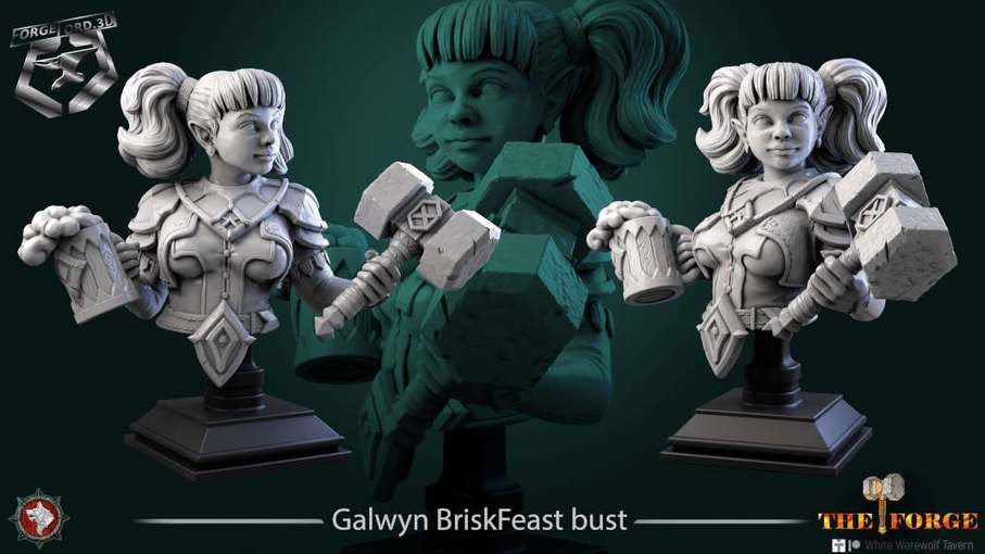 Galwyn-BriskFeast-bust-75mm-figurines-fantasy-tabletop-RPG-3D-miniatures-white-werewolf-tavern