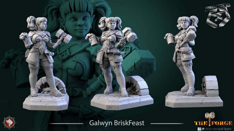 Galwyn BriskFeast-statue-75mm-figurines-fantasy-tabletop-RPG-3D-miniatures-white-werewolf-tavern