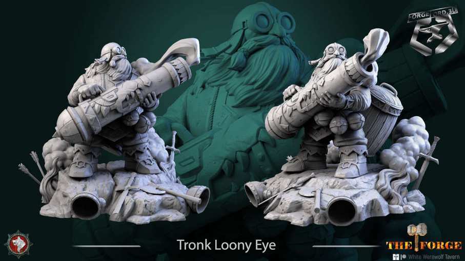 Tronk Loony Eye-statue-75mm-figurines-fantasy-tabletop-RPG-3D-miniatures-white-werewolf-tavern