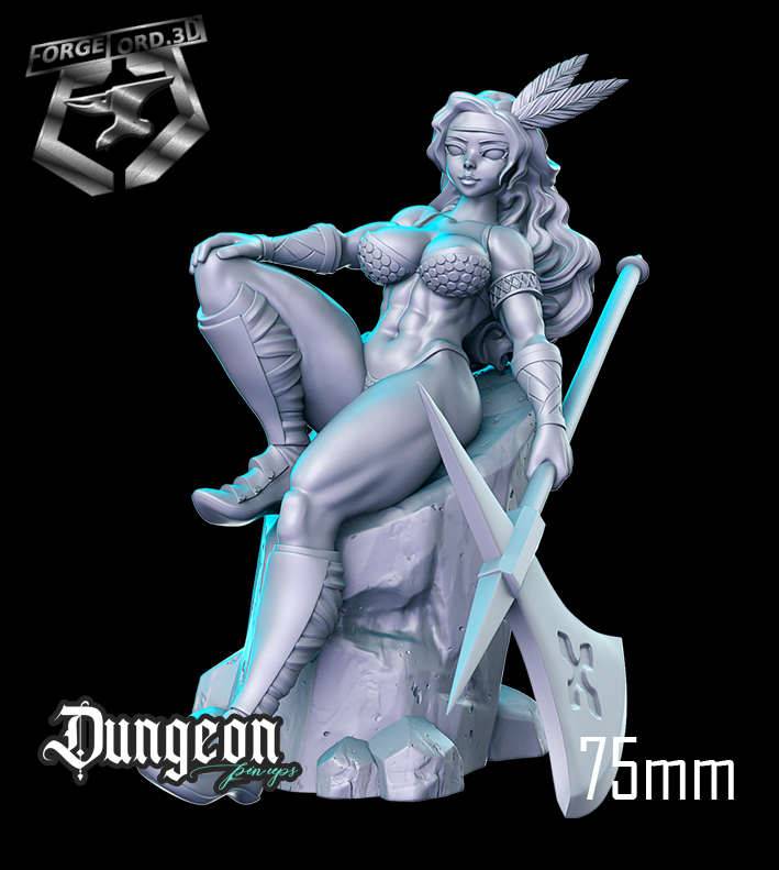 4 Dragon´s Crown Amazon dress-statue-75mm-RN-Estudio-figurines-fantasy-tabletop-RPG-3D-miniatures