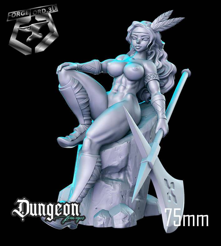 5 Dragon´s Crown Amazon nude-statue-75mm-RN-Estudio-figurines-fantasy-tabletop-RPG-3D-miniatures