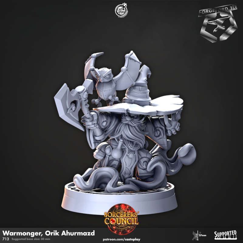 Warmonger, Orik Ahurmazd-CastNPlay-sorcerer's-council-Collection--fantasy-tabletop-RPG-3D-miniatures
