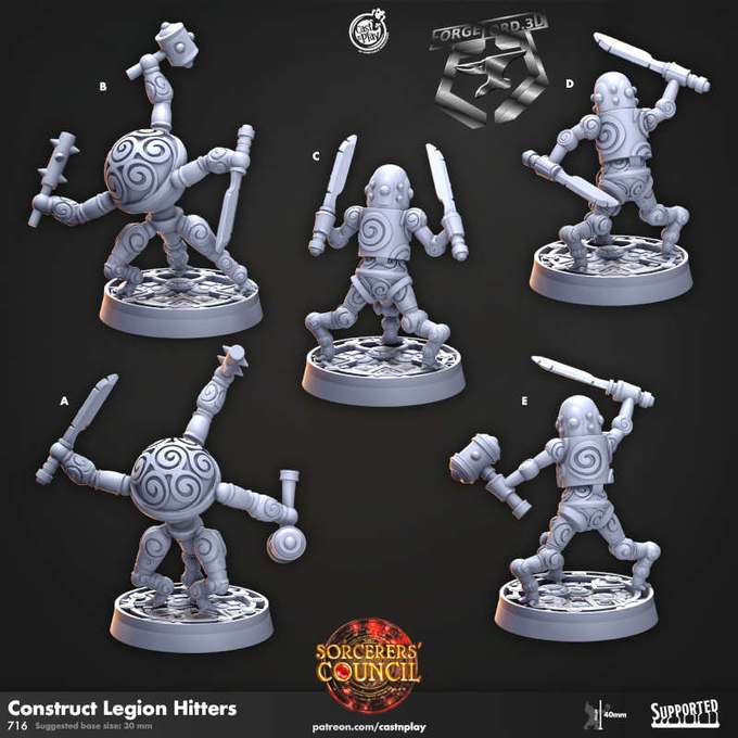 Construct Legion Hitters-CastNPlay-sorcerer's-council-Collection--fantasy-tabletop-RPG-3D-miniatures