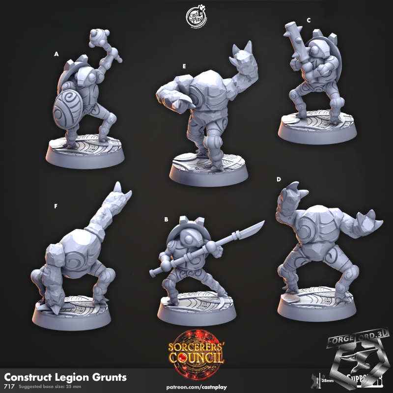 Construct Legion Grunts-CastNPlay-sorcerer's-council-Collection--fantasy-tabletop-RPG-3D-miniatures
