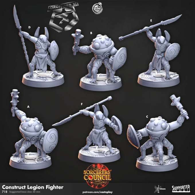 Construct Legion Fighter-CastNPlay-sorcerer's-council-Collection--fantasy-tabletop-RPG-3D-miniatures