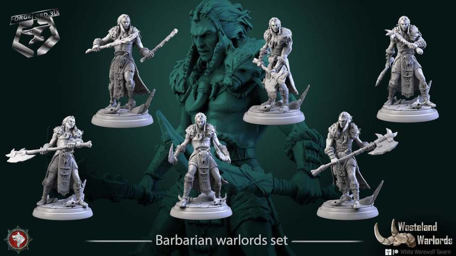 Barbarian-warlords-set-32mm-figurines-fantasy-tabletop-RPG-3D-miniatures-white-werewolf-tavern