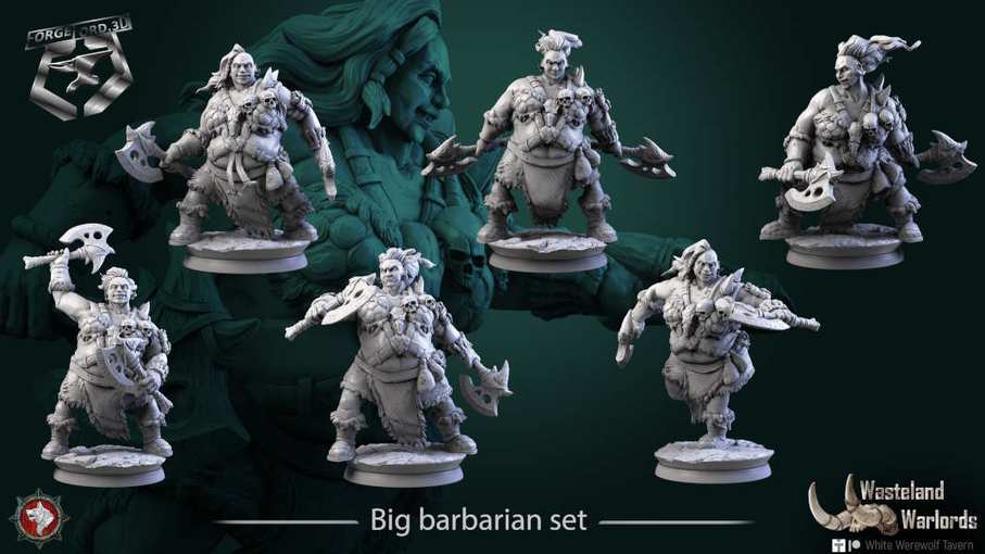 Big-barbarian-set-32mm-figurines-fantasy-tabletop-RPG-3D-miniatures-white-werewolf-tavern