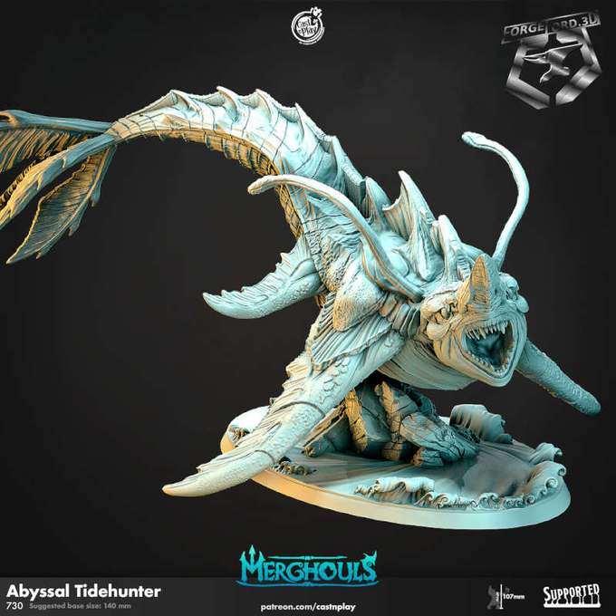 Abyssal Tidehunter-CastNPlay-merghouls-Collection--fantasy-tabletop-RPG-3D-miniatures
