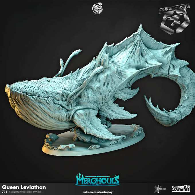 Queen Leviathan-CastNPlay-merghouls-Collection--fantasy-tabletop-RPG-3D-miniatures