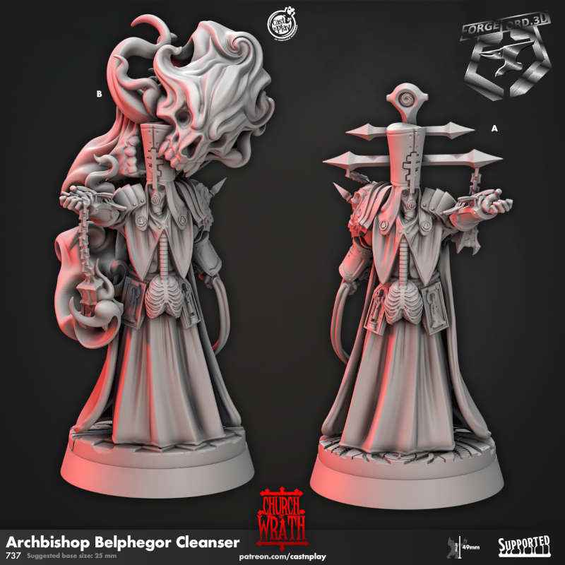Archbishop Belphegor Cleanser-CastNPlay-Church-of-Wrath-Collection--fantasy-tabletop-RPG-3D-miniatures