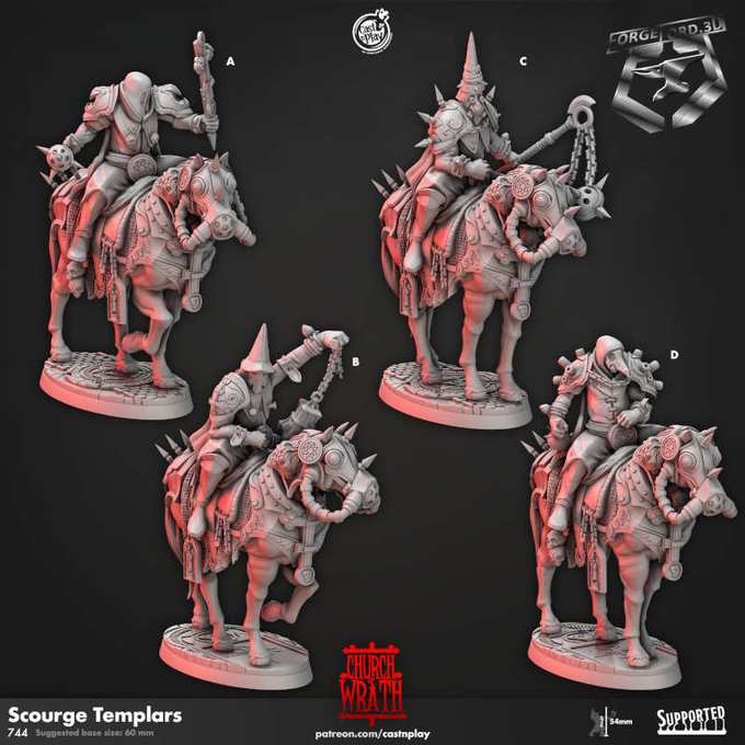 Scourge Templars-CastNPlay-Church-of-Wrath-Collection--fantasy-tabletop-RPG-3D-miniatures