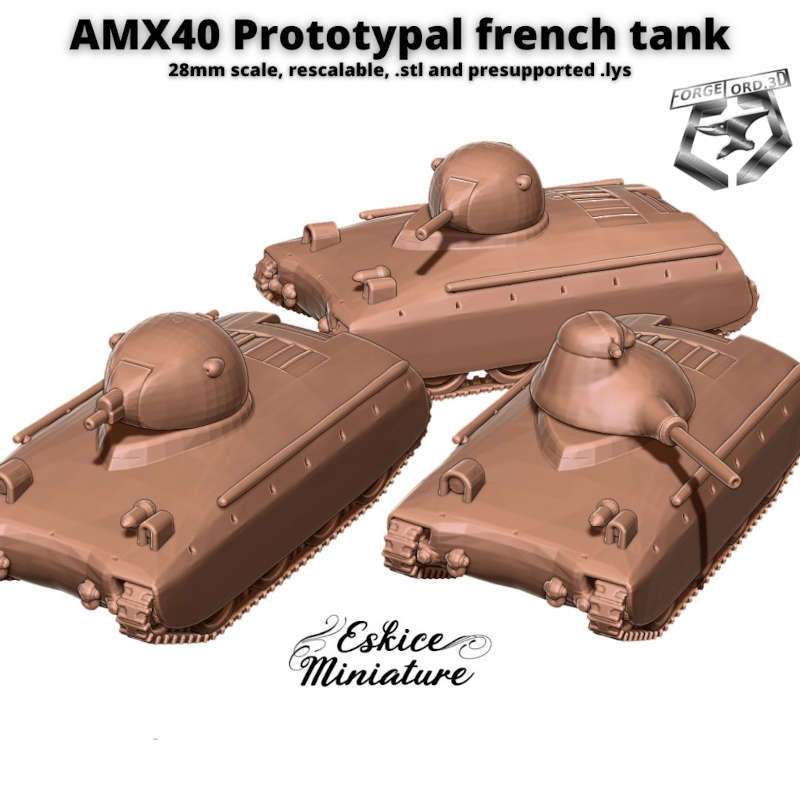 AMX40-Tank-Eskice-Miniature-WWII-historical-vehicule-figurine-3d-miniatures-tabletop-rpg