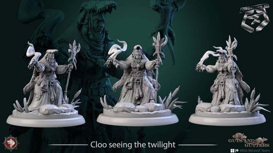 Cloo seeing the twilight-statue-75mm-figurines-fantasy-tabletop-RPG-3D-miniatures-white-werewolf-tavern