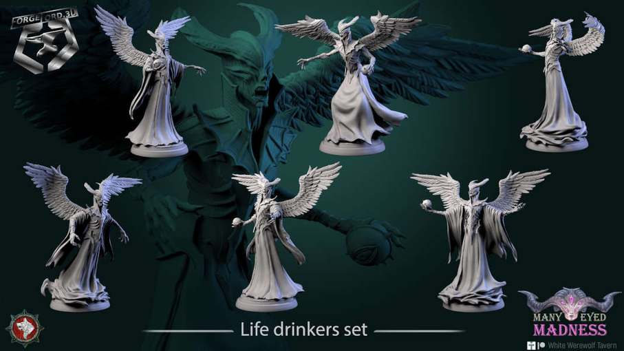 Life drinkers-set-32mm-figurines-fantasy-tabletop-RPG-3D-miniatures-white-werewolf-tavern