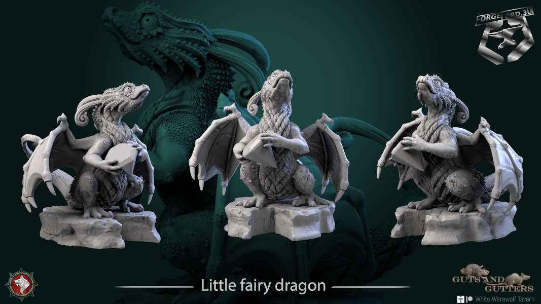 Little fairy dragon-32mm-figurines-fantasy-tabletop-RPG-3D-miniatures-white-werewolf-tavern