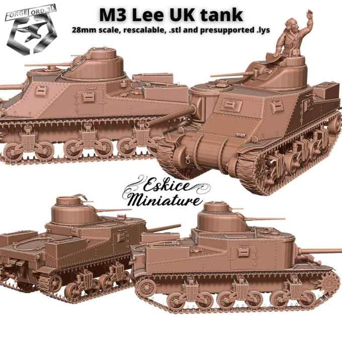 M3 Lee -Tank-Eskice-Miniature-WWII-historical-vehicule-figurine-3d-miniatures-tabletop-rpg