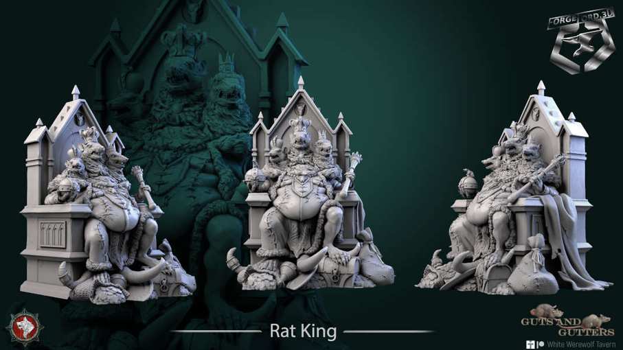 Rat King-statue-75mm-figurines-fantasy-tabletop-RPG-3D-miniatures-white-werewolf-tavern