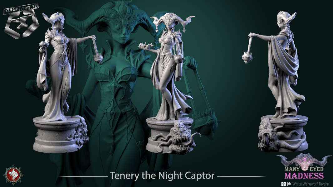 Tenery the Night Captor-statue-75mm-figurines-fantasy-tabletop-RPG-3D-miniatures-white-werewolf-tavern