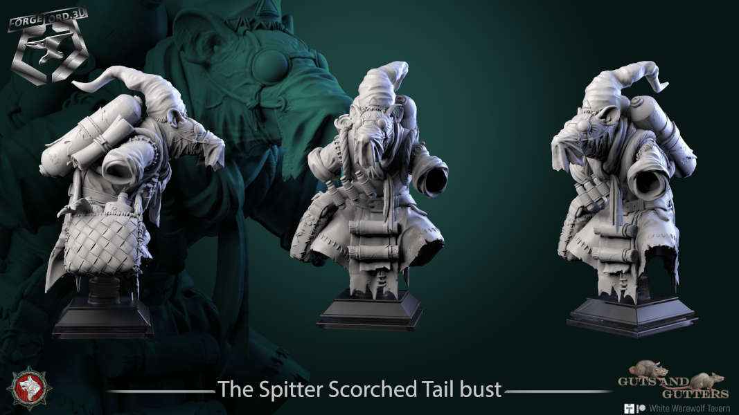 The Spitter Scorched Tail-bust-75mm-figurines-fantasy-tabletop-RPG-3D-miniatures-white-werewolf-tavern