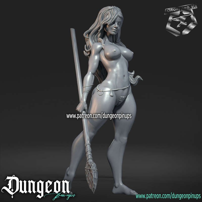 savage girl-statue-75mm-RN-Estudio-figurines-fantasy-tabletop-RPG-3D-miniatures