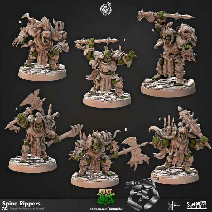 Spine Rippers-CastNPlay-iron-skull-orcs-Collection--fantasy-tabletop-RPG-3D-miniatures