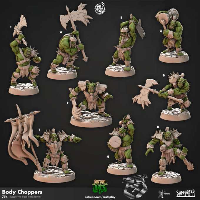 BodyChoppers-CastNPlay-iron-skull-orcs-Collection--fantasy-tabletop-RPG-3D-miniatures