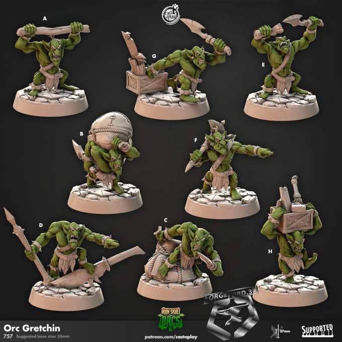 Orc Gretchins-CastNPlay-iron-skull-orcs-Collection--fantasy-tabletop-RPG-3D-miniatures
