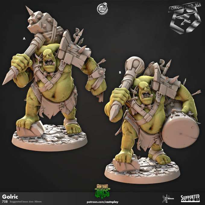Golric-CastNPlay-iron-skull-orcs-Collection--fantasy-tabletop-RPG-3D-miniatures
