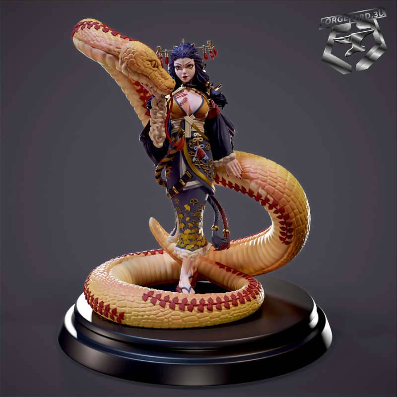 Geisha Serpiente-statue-75mm-RN-Estudio-figurines-fantasy-tabletop-RPG-3D-miniatures