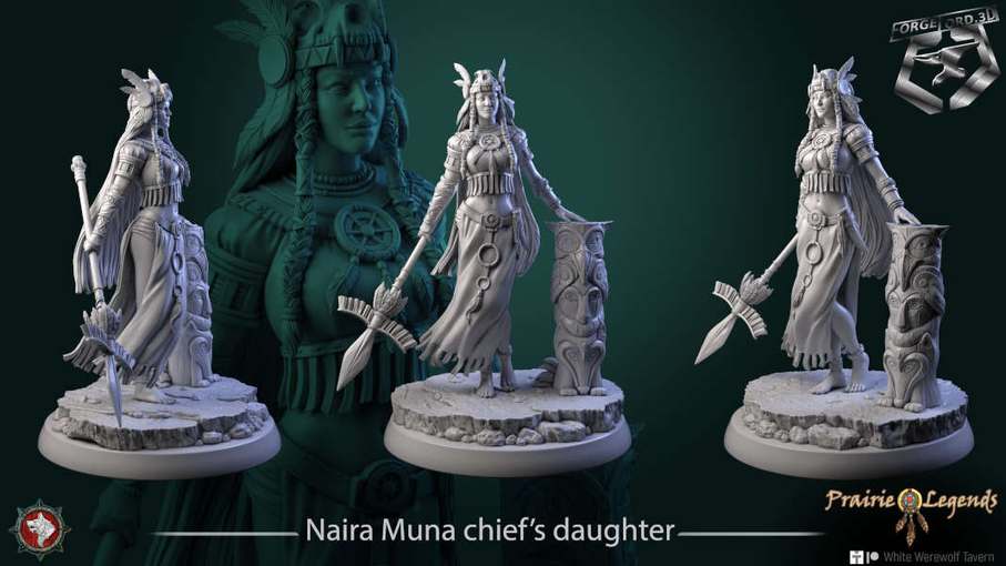Naira Muna chiefs daughter-statue-75mm-figurines-fantasy-tabletop-RPG-3D-miniatures-white-werewolf-tavern