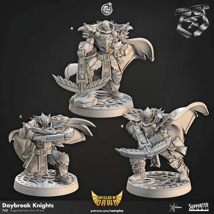 Daybreak Knights-CastNPlay-shield-of-down-Collection--fantasy-tabletop-RPG-3D-miniatures