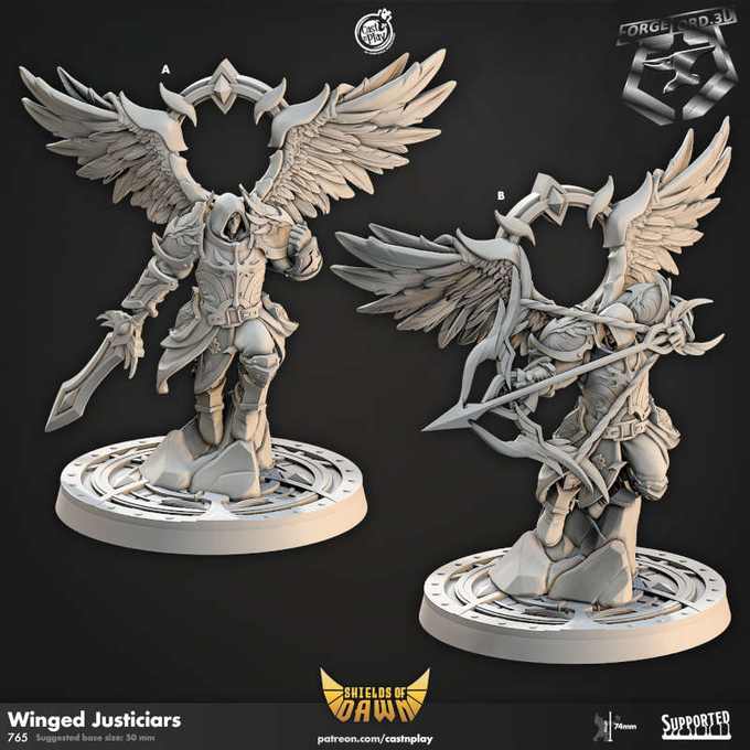 Winged Justiciars-CastNPlay-shield-of-down-Collection--fantasy-tabletop-RPG-3D-miniatures