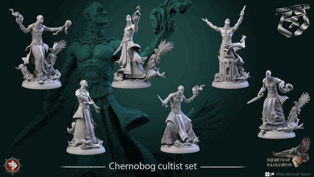Chernobog cultist-32mm-figurines-fantasy-tabletop-RPG-3D-miniatures-white-werewolf-tavern