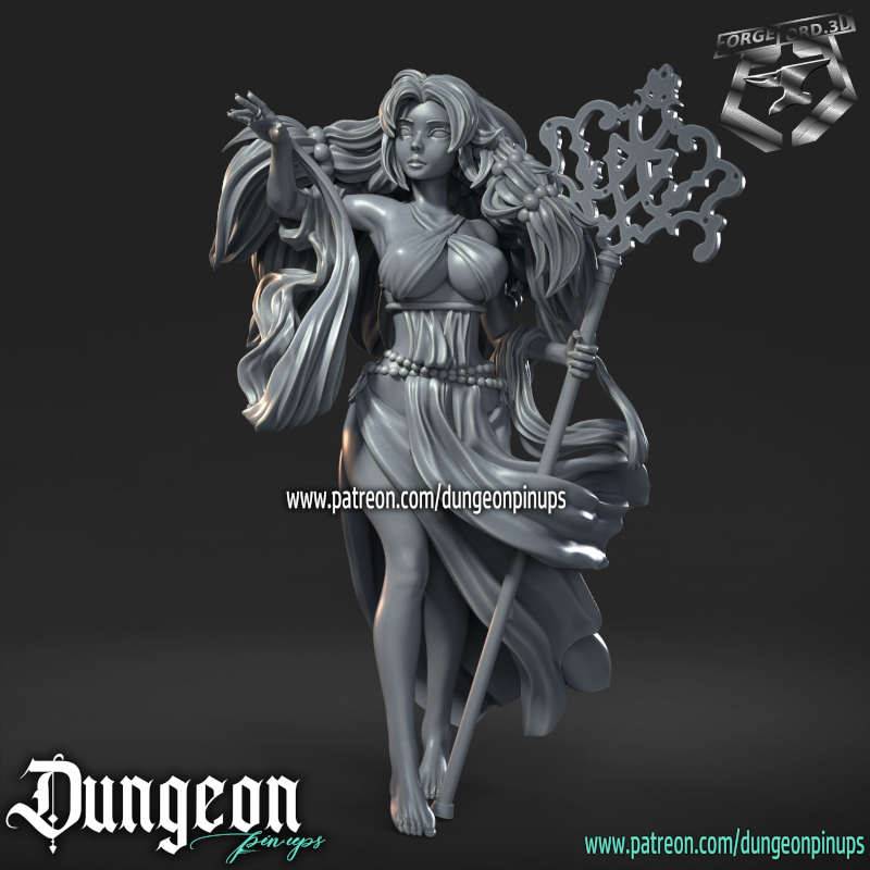 DC Priestess-statue-75mm-RN-Estudio-figurines-fantasy-tabletop-RPG-3D-miniatures