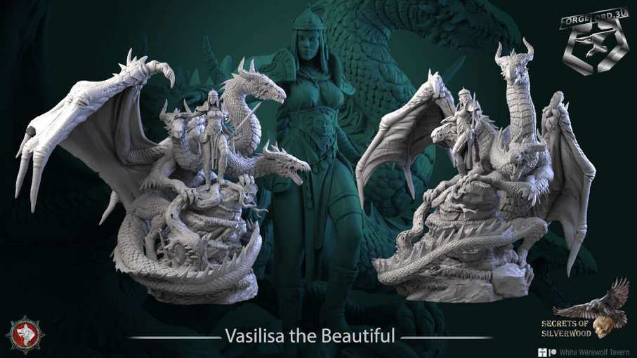 Vasilisa the Beautiful-statue-75mm-figurines-fantasy-tabletop-RPG-3D-miniatures-white-werewolf-tavern