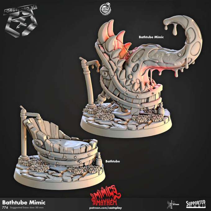 Bathtube Mimic-CastNPlay-mimics-mayhem-Collection--fantasy-tabletop-RPG-3D-miniatures